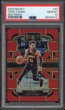 Trae Young #43 Red Prizm /199 - 2023 Panini Select - PSA 10 Pop 1 - Color Match
