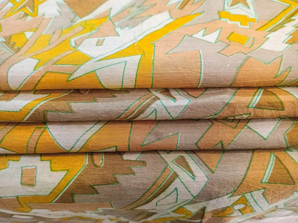 Pure Silk Fabric By The Yard Dress Making Cloth Collage Vintage Material PSF1634 - Image 2 of 4