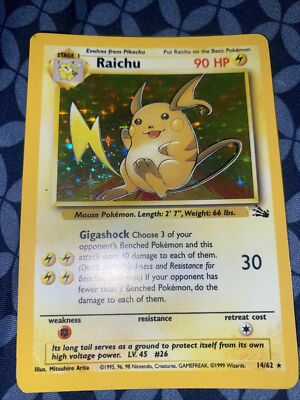 raichu pokemon card value 14/102 - - Holo - Base set - Shadowless end display One-of-a-kind prerelease Raichu Pokemon card