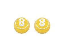 F&R MINI LUCKY EIGHT BALL SCHRADER VALVE CAPS GOLD.