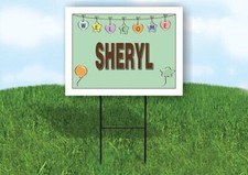 SHERYL WELCOME BABY GREEN 18 in x 24 in Yard Sign Road Sign with Stand