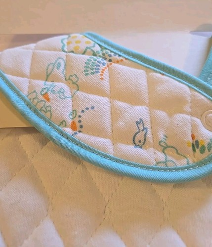 VGN Baby Carter's bavaglino bianco/blu cuccioli, coniglietti, elefante, trapuntato 8" - Foto 9 di 10