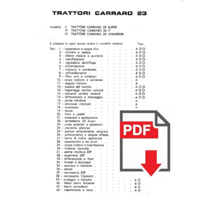 Carraro 23 Super P Vigneron Parts Catalog Manual Exploded Parts SPARE PARTS