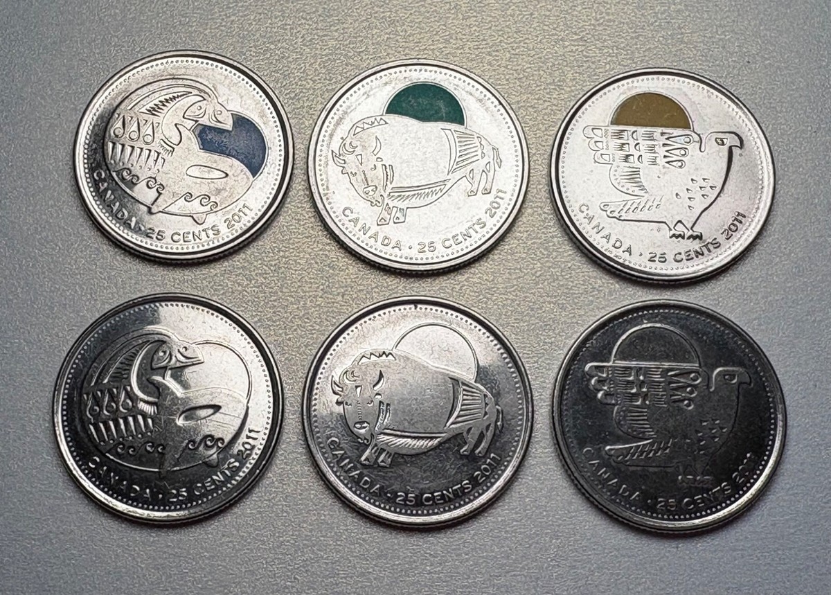 6 Coin Set - Legendary 2011 Coloured Canada Parks Quarters 25C