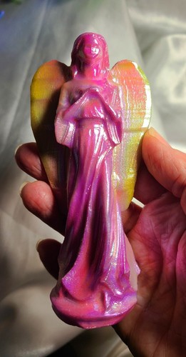 Intaglio cristallo 4,8" 232g Bella Aura Rosa Giada Angelo Custode Preghiera - Foto 21 di 23