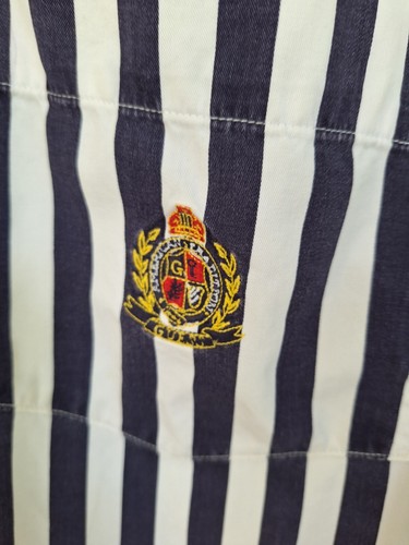 Guess Classic Spottswear Shirt XL 100% Cotton Hong Kong Blue/White Strips Crest - Picture 4 of 16