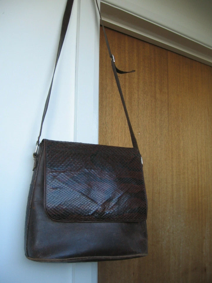 GORGEOUS REAL PYTHON SNAKESKIN VINTAGE HANDBAG LEATHER SHOULDER BAG - Image 1 of 1