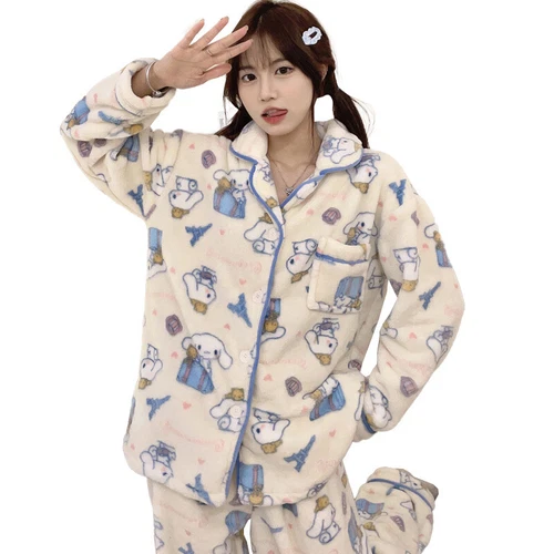 Cinnamoroll Nachtwäsche Winter verdickt Pyjama Pyjamahose Set Roben CARTOON - Bild 7 von 12
