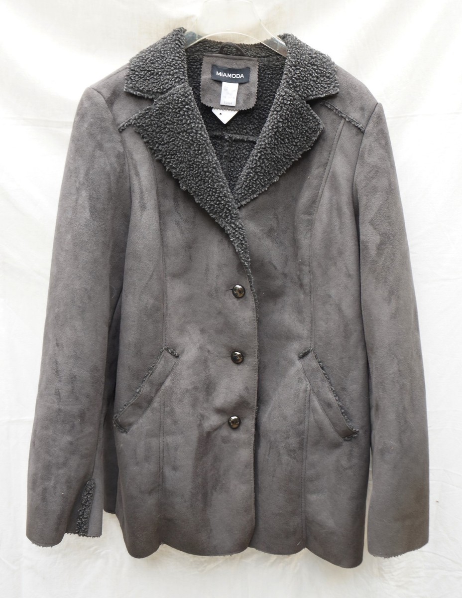 Lammfellmantel 46 grau MIAMODA Klingel taupe Lammfell Kunstfell