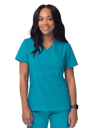 Sivvan Uniformi Donna Finto Avvolgente Infermiera Medico Scrub Top Vestibilità Crossover Semi-V - Foto 15 di 112