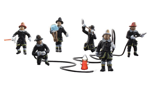 H0 Gauge - Fire Brigade Figures - 1961 Neu