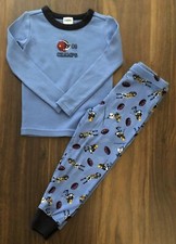 Gymboree VARSITY VHAMPS 08 Blue Football Helmet Boy Gymmies Pajama Sleep SZ 3