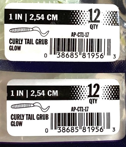 Paquete de 2 paquetes Apex 1 pulgada cola rizada grub brillo paquete de 12 unidades AP-CTI-17 - Imagen 9 de 11