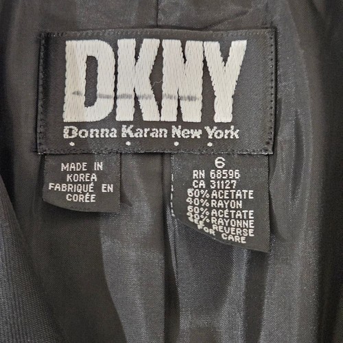 Dkny Blazer Womens 6 Black Single Breasted Notched Lapels Structured Tailored - Picture 4 of 7