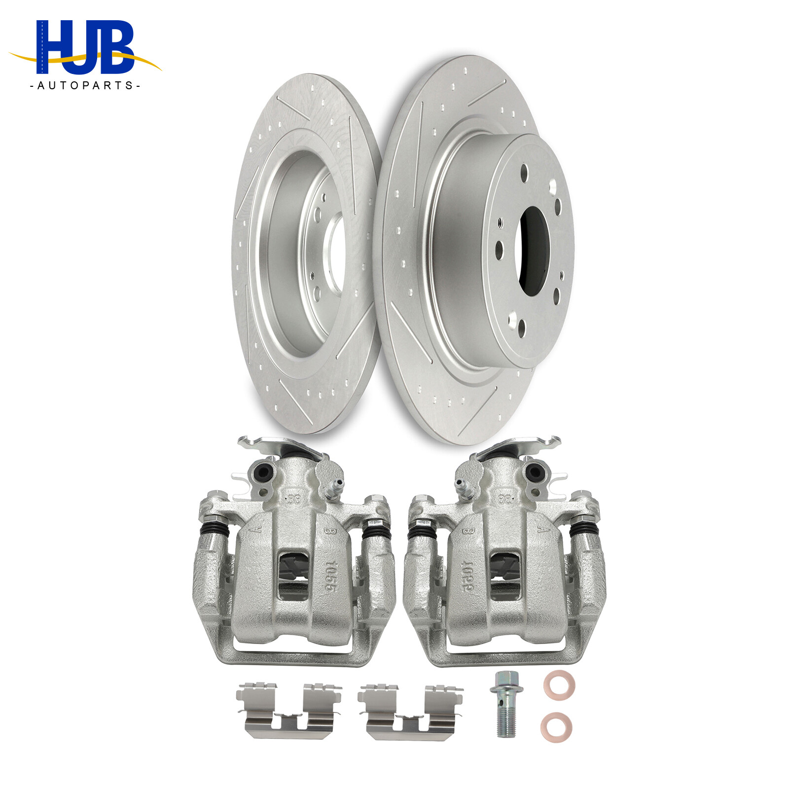 2008-2012 Honda Accord Rear Slotted Brake Rotors & Calipers