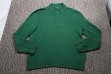 Polo Ralph Lauren Men's Large Green Quarter Zip Sweater Pony Logo Vintage Preppy
