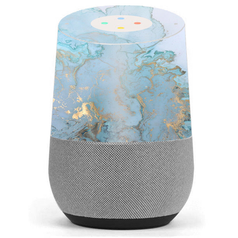 Skin Houston Mall Decal safety for Google Home Teal White Marble Granite Blue Gold