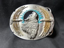 N.O.S. Siskiyou Pewter Vintage 1995 WOLF EAGLE Belt Buckle MADE U.S.A.