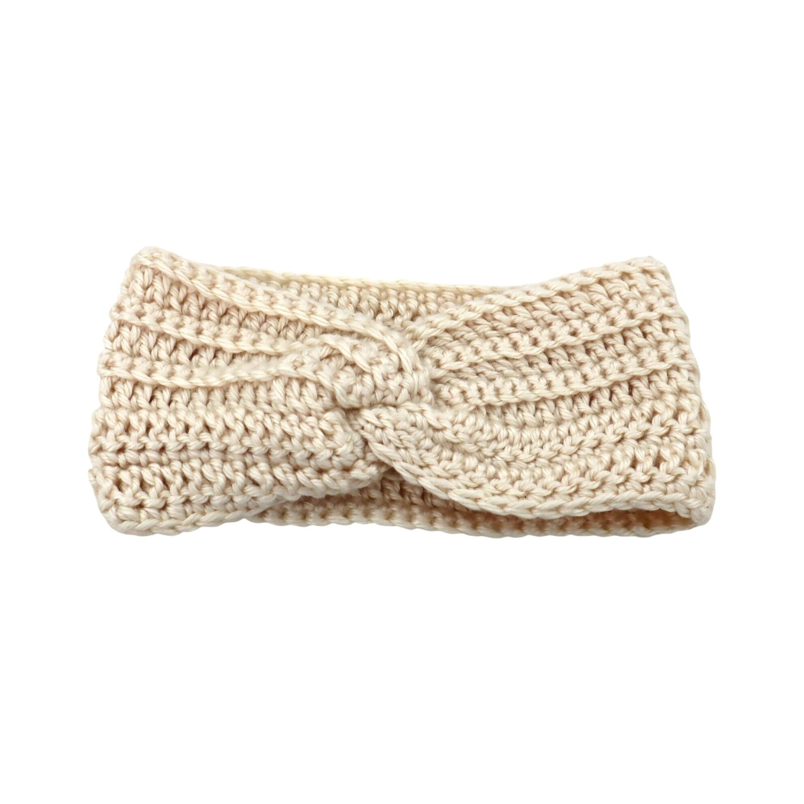 Handmade Cream Crochet Twist Headband Minimalist Boho Ear Warmer