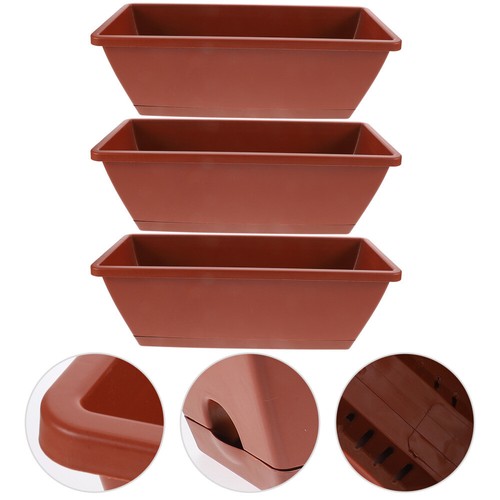 3 Pcs Rectangular Planting Trough Plants Basin Fleshy Flower Pot - Picture 8 of 12