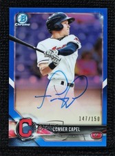 2018 Bowman Chrome Prospect Blue Refractor /150 Conner Capel #BCPA-CC Auto 2w4