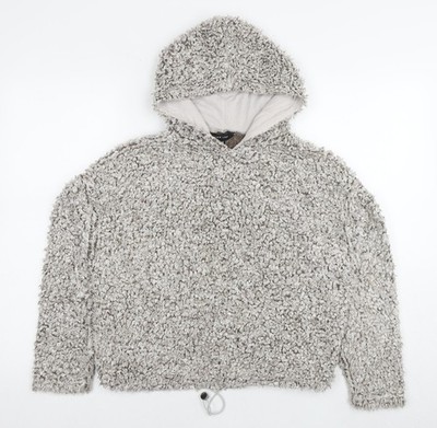 New Look Damen Pullover Hoodie grau Polyester Größe M Pulli