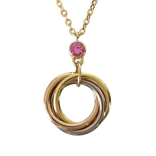 Cartier Baby Trinity Yellow gold Pink Sapphire Necklace