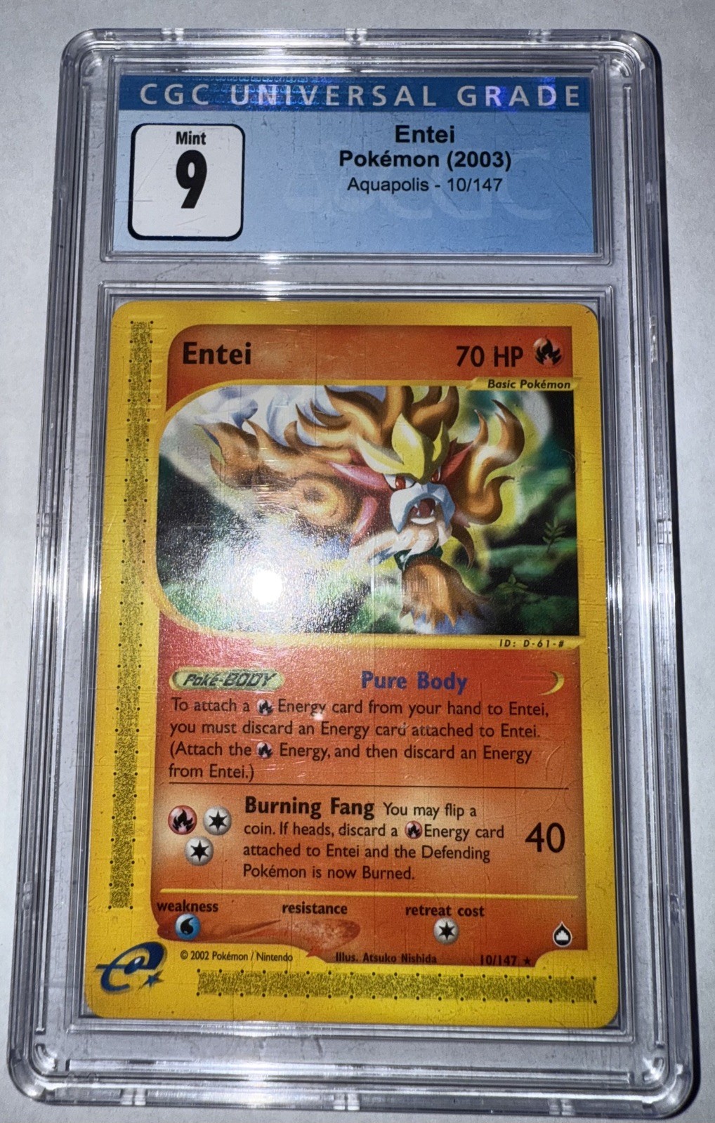 Pokemon TCG - Graded (CGC 9) - Entei 010/147 Aquapolis Regular