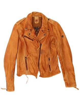 Gipsy Damen Leder Biker Jacke UK 14 mittelbraun Leder CT11