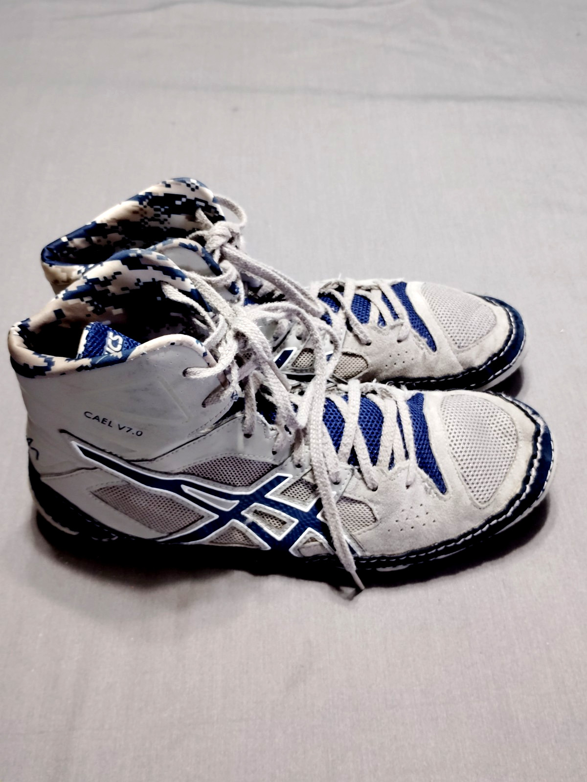 ASICS Cael V7.0 Wrestling Shoes J605Y Blue Gray Men Sz 8 Split Sole Lightweight image 8