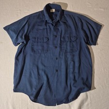 Vintage 70s 80s Big Mac JCPenney L/XL navy short sleeve mechanic work shirt
