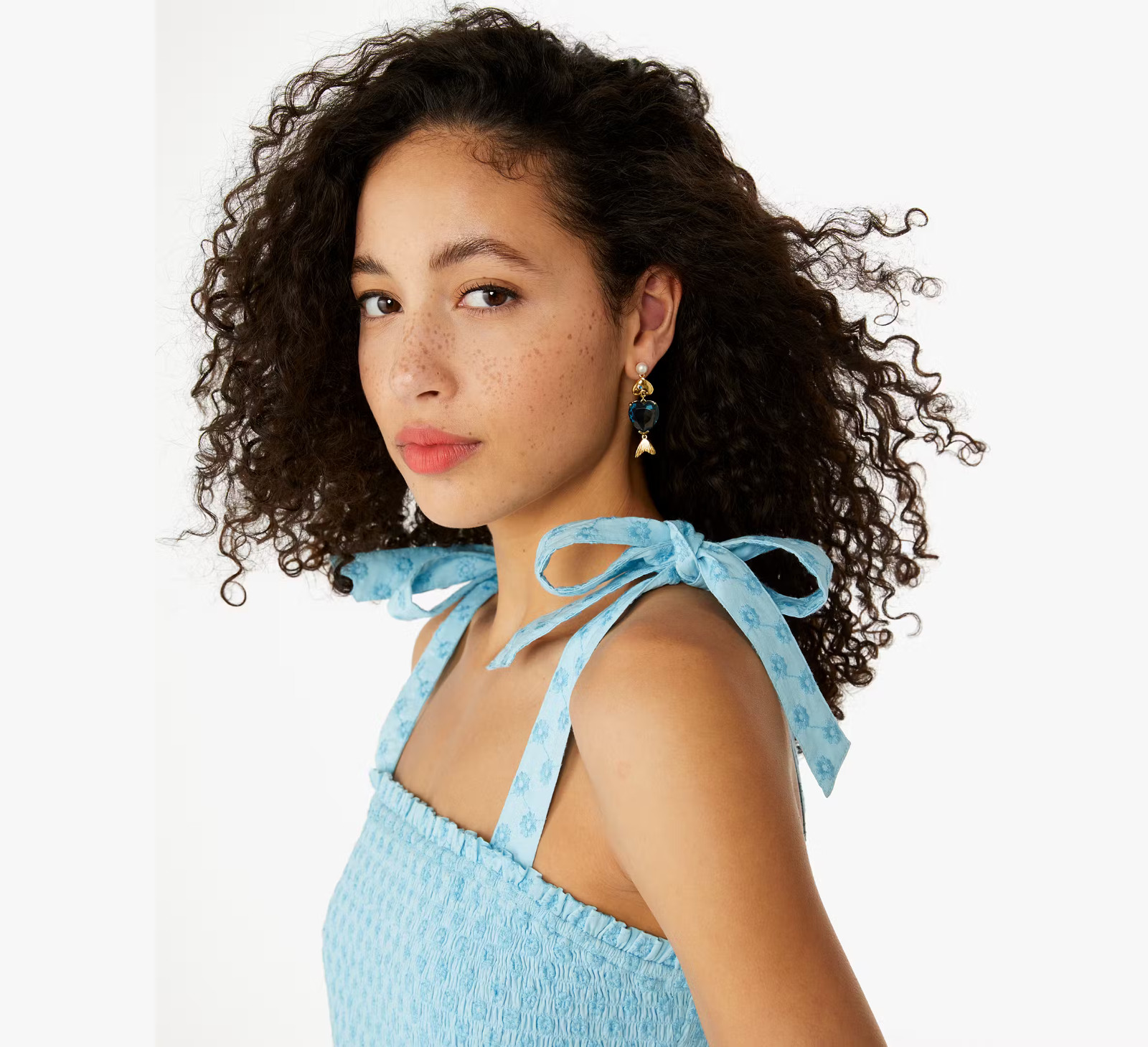 Kate Spade Embroidered Smocked Top Peplum Tank Top Blue BNWT XL New RRP £195 thumbnail 4