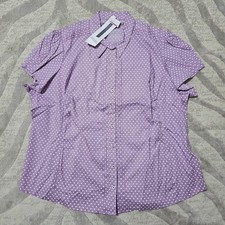 Ladies Marks & Spencer Purple & White Spots Blouse Plus Size 22 (P)