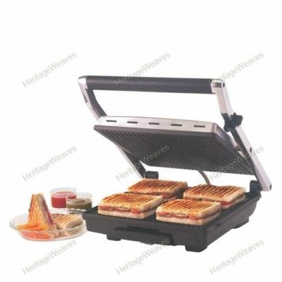 Best Appliances Borosil Super Jumbo Grill Sandwichmaker 4 Scheiben Grill Schwarz