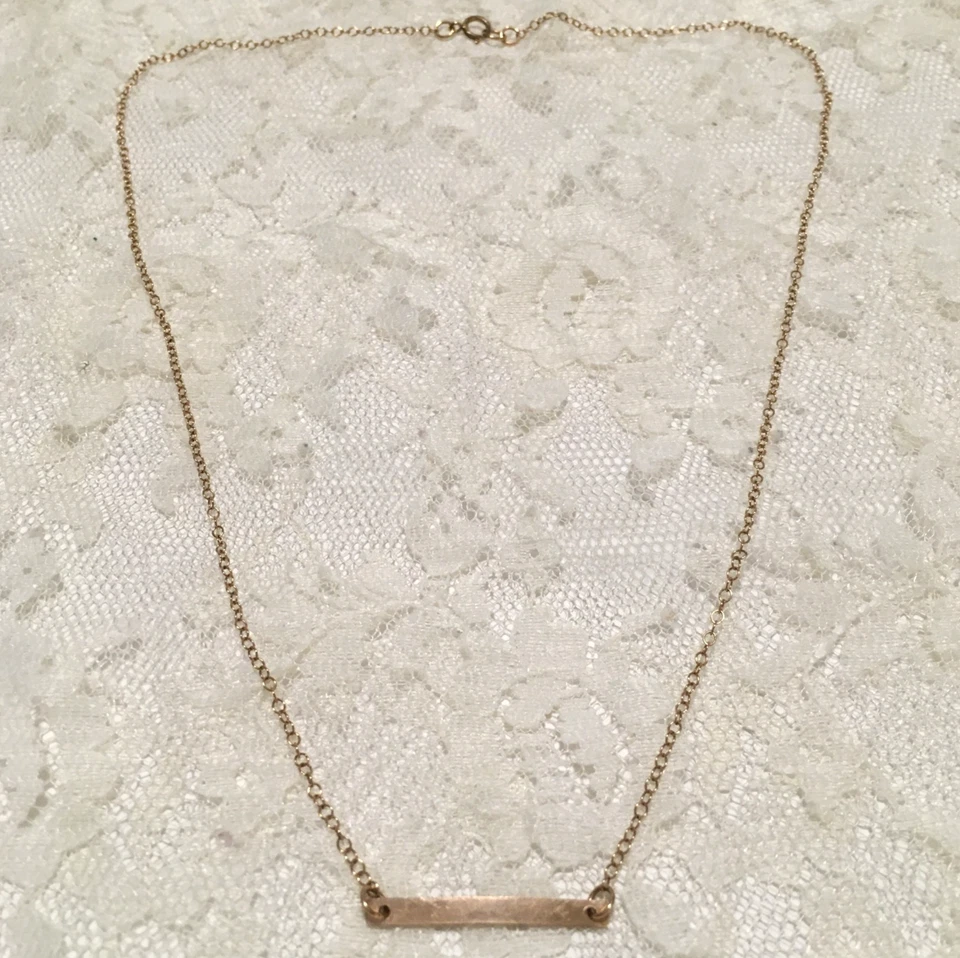 Collar de cadena relleno de oro 1/20 14k marcado barra de oro rosa colgante delicado Foto 2 de 4