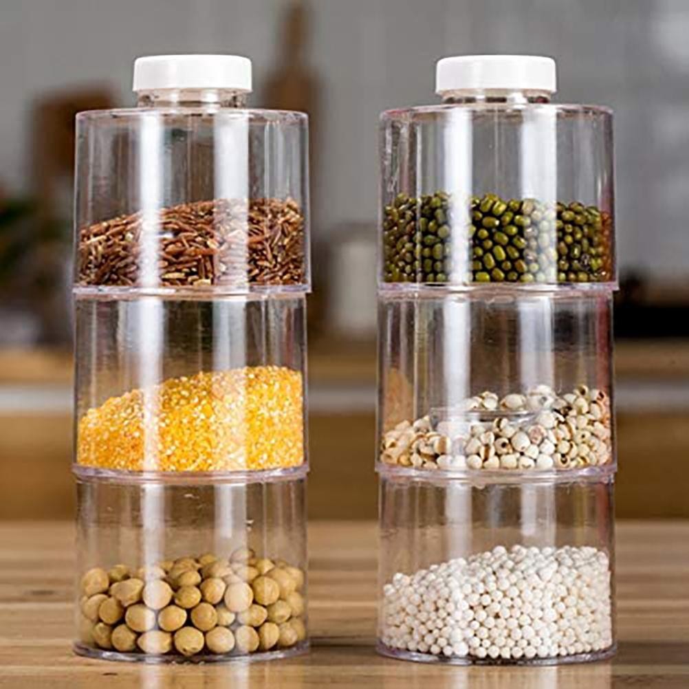 .6PCS Spice Storage Boxes Stackable Spice Tower Racks Transparent Seasoning Cans