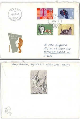Switzerland #365-8 FDC, 1958
