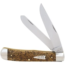 Case xx Knife Trapper Western Scroll Antique Bone AWTC54WT Pocket Knives