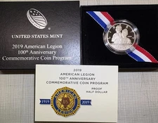 2019-S American Legion 100th Anniversary Proof Half Dollar With OGP And COA