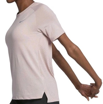 NIKE size Large Dri Fit Breathe Tailwind Running Short Sleeve Tee Pale Pink