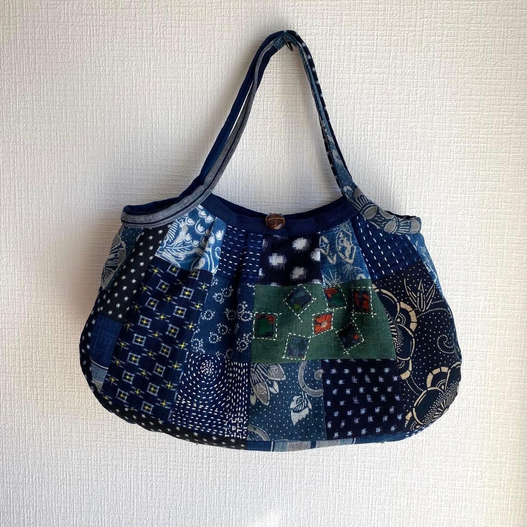 Handmade Indigo Dyed Patchwork Bag | Unique Vinta… - image 1