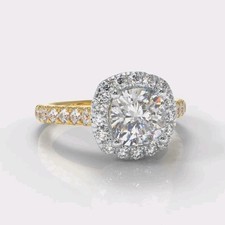 HUGE 5 Carat Round Brilliant E VVS2 Lab Grown Diamond Ring Two Tone Gold Ring