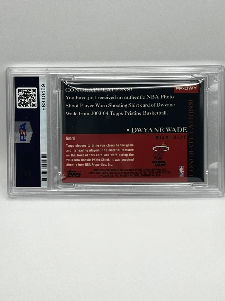 2003-04 Topps Pristine Recruit Relics Jersey Dwyane Wade RC PSA 9 - Image 3 of 3