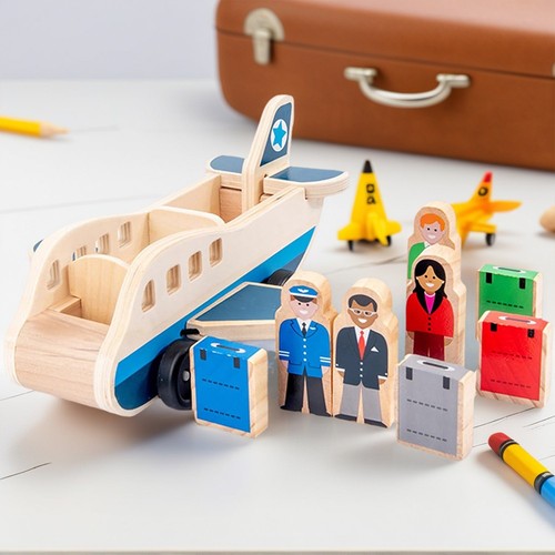 Wooden Toy Airplane Passenger Plane Set Toy Plane Set for Toddlers #g - Picture 9 of 12