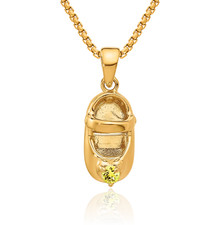 14K Solid Yellow Gold Stone Engraveable Shoe Necklace
