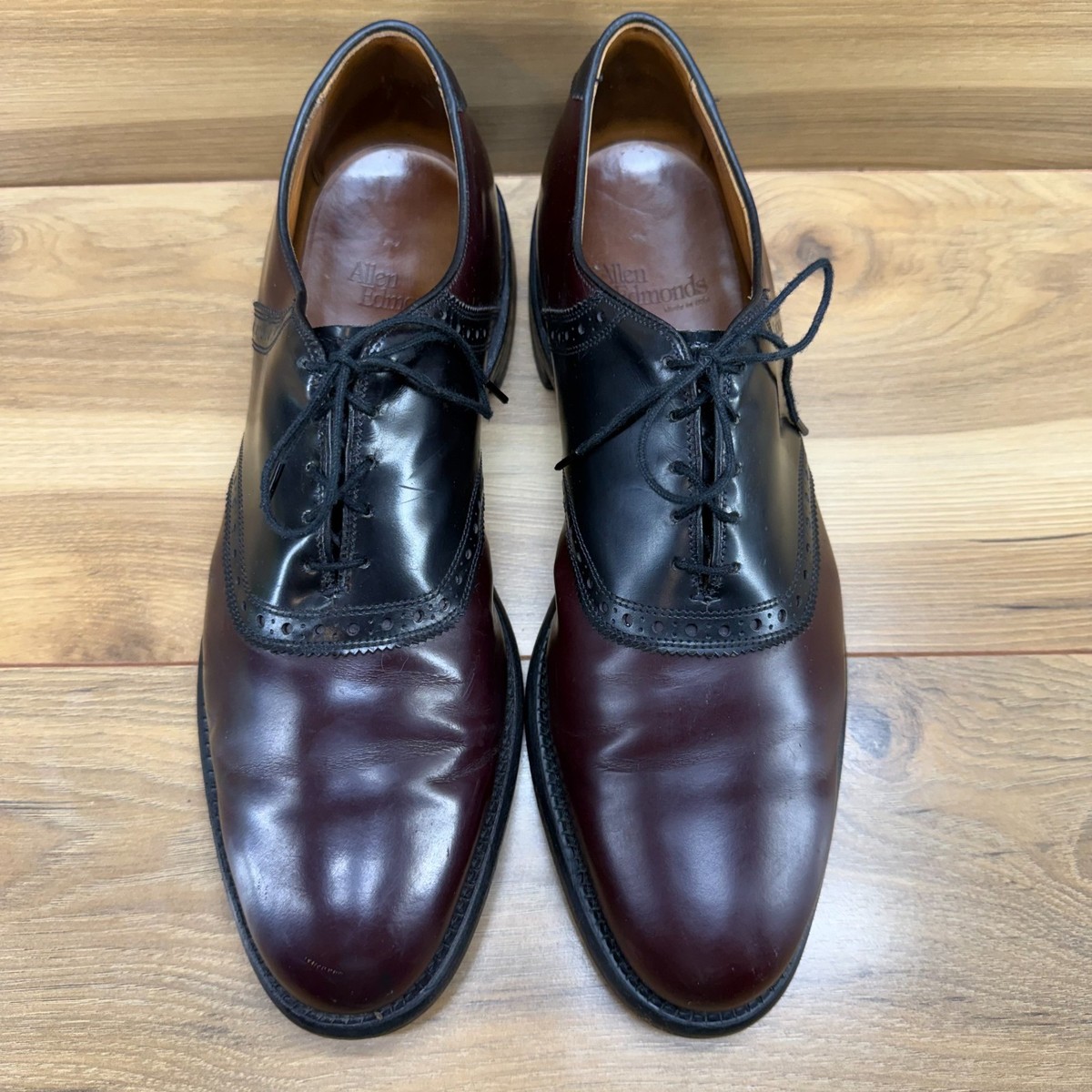 Allen Edmonds Polo Oxfords Shoes Men 11.5 B Burgundy Black Dress Business Money Allen Edmonds Polo Burgundy Black SADDLE LEATHER Oxfo… - Gem main image 3