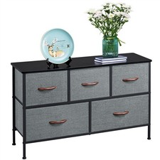 Chest of 5 Drawers Fabric Storage Tower with Spacious Tabletop and Sturdy Metal
