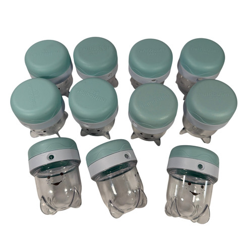 NutriBullet Baby Food Storage Cups with Lids Teal Lot of 11
