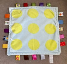 Taggies Square Green Dots Security Baby Blanket 11.5" Tags Lovey EUC Sensory