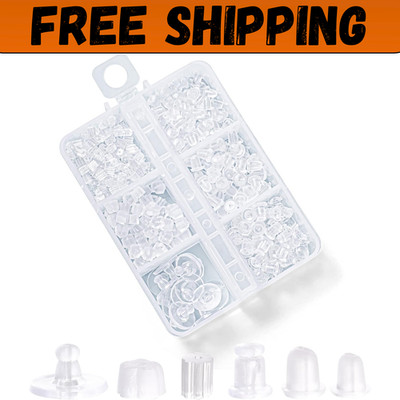 6 Styles Silicone Earring Backs for Studs, 600 Pcs Clear Soft Earring Backings H